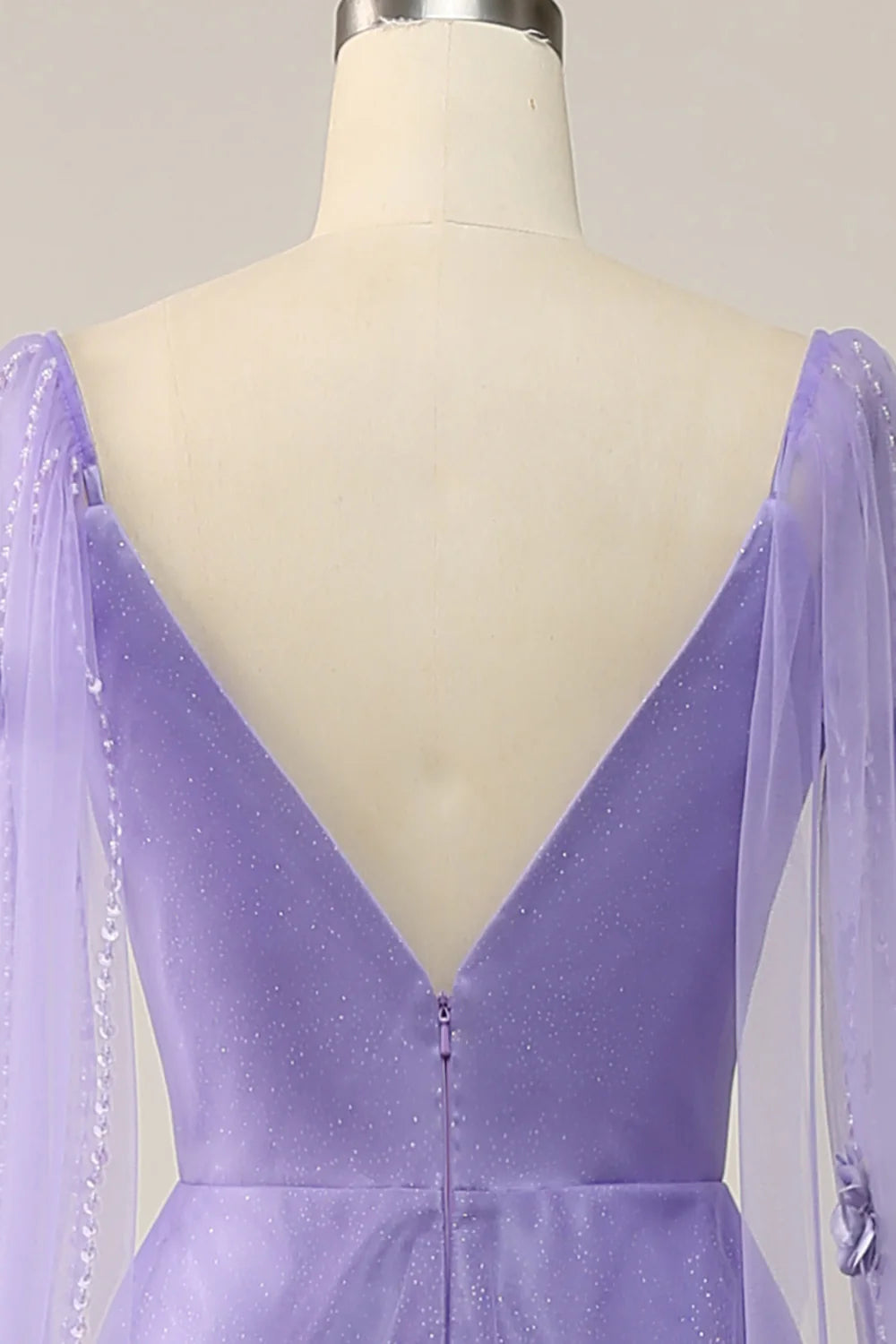 Purple Watteau Train Prom Dress With 3D Flowers