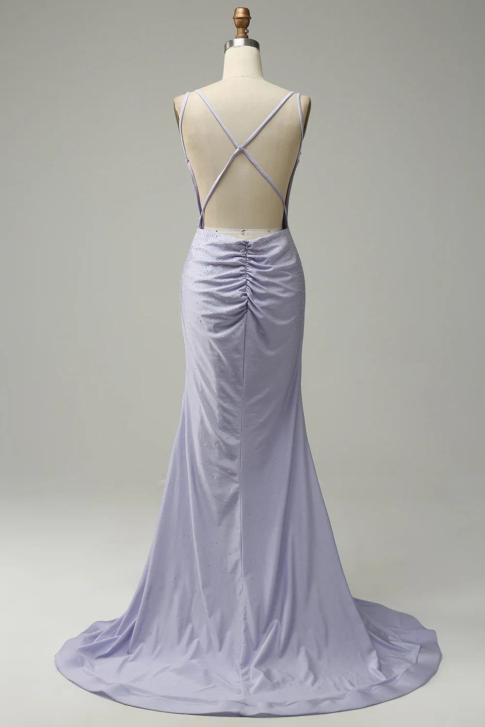 Amzcw Mermaid Spaghetti Straps Lilac Long Prom Dress with Backless