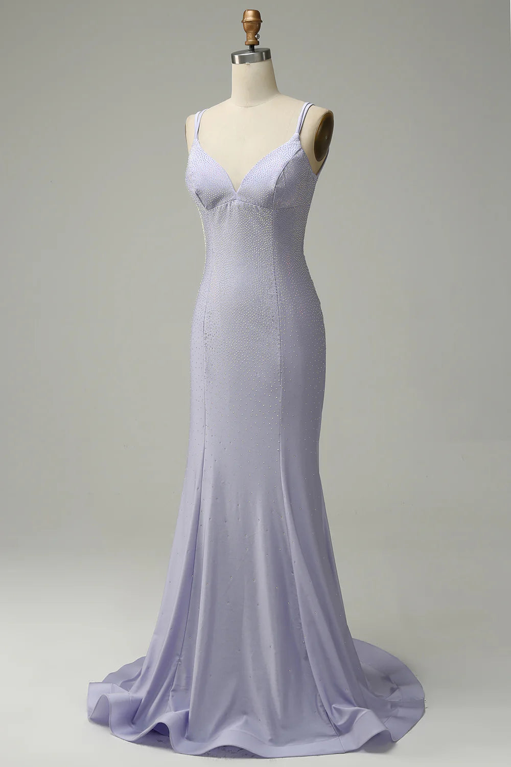 Amzcw Mermaid Spaghetti Straps Lilac Long Prom Dress with Backless