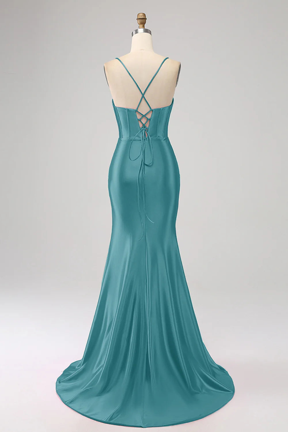 Amzcw Stunning Peacock Mermaid Spaghetti Straps Corset Prom Dress with Split Front prom dresses shops