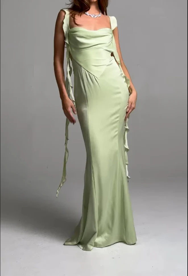 Sheath/Column Strapless Sleeveless Floor-Length Long Prom Dresses With Sash