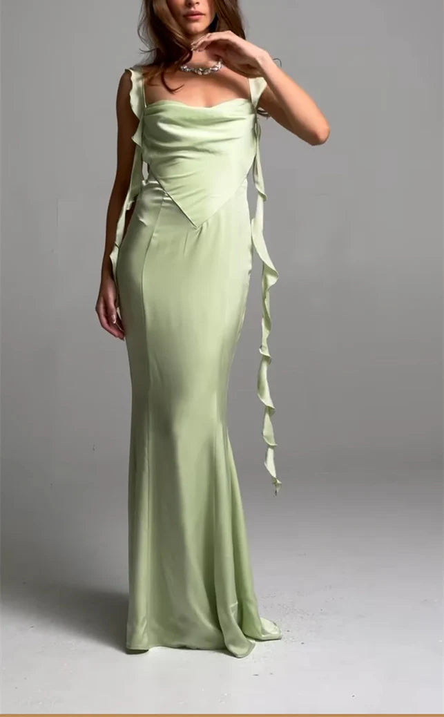 Sheath/Column Strapless Sleeveless Floor-Length Long Prom Dresses With Sash