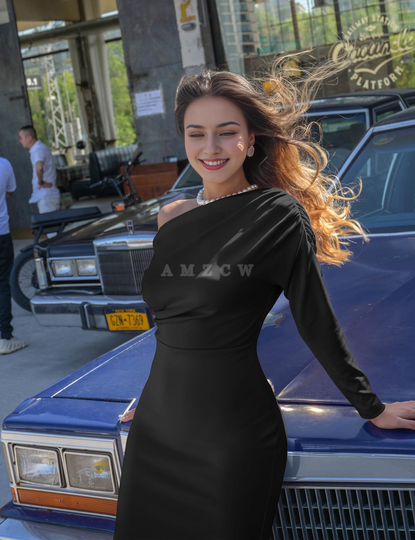 Amzcw Women's Sexy Elegant Long Sleeve Off Shoulder Bodycon Long Evening Formal Dress dresses evening wear