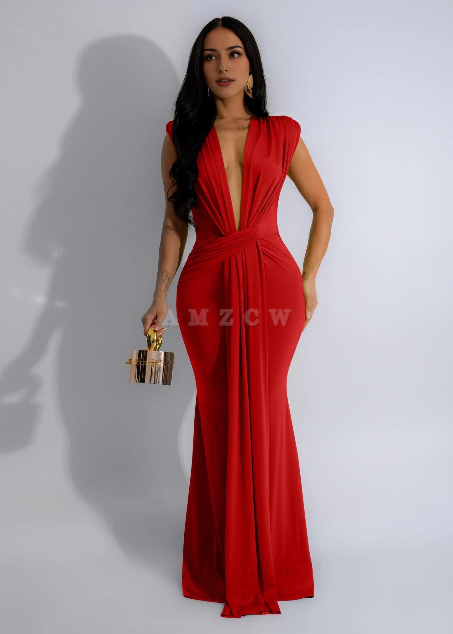 Amzcw Women's Elegant Sleeveless Deep V Neck Bodycon Party Evening Gown Maxi Dress dresses evening wear 