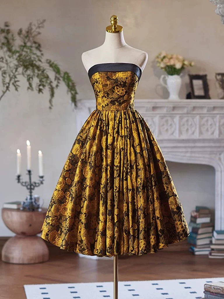 Amzcw Simple A-Line Satin Yellow Short Prom Dress Yellow Homecoming Dress prom dress in store 