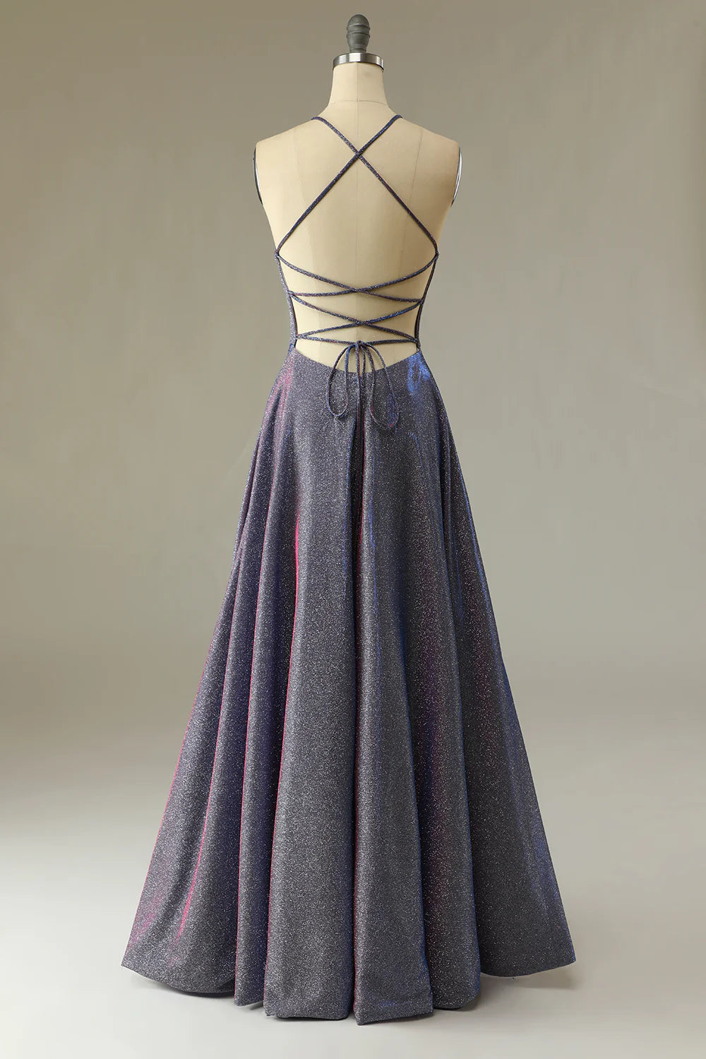 Glitter Purple Long Prom Dress