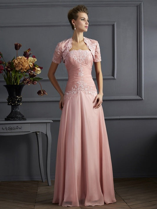 A-Line/Princess Sweetheart Sleeveless Applique Long Chiffon Mother of the Bride Dresses