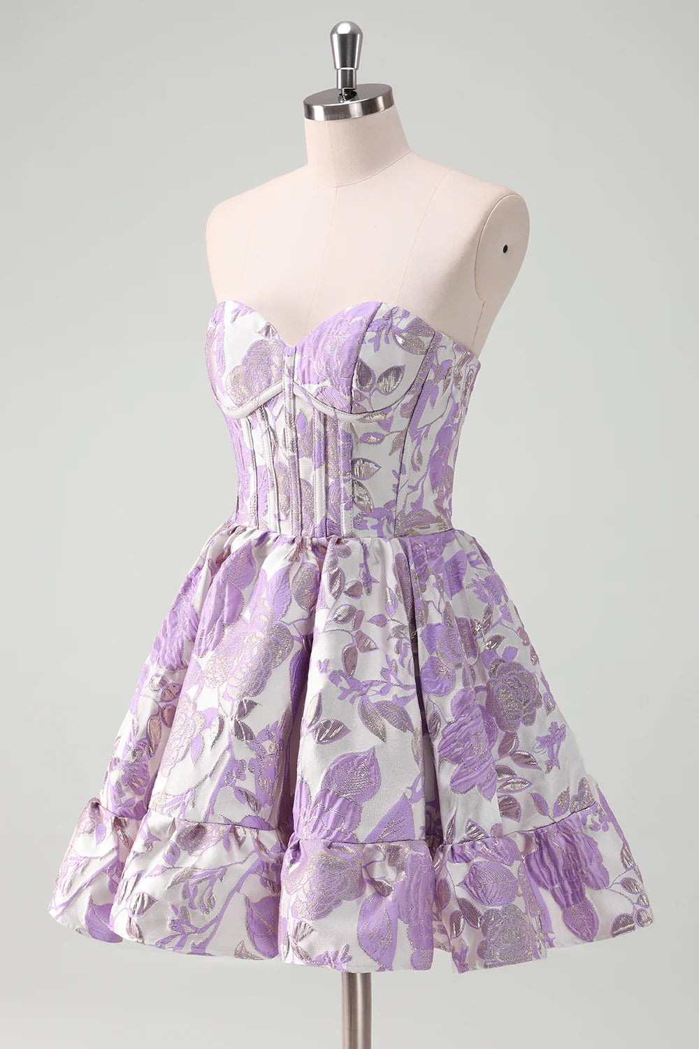 Amzcw Cute Ball Gown Sweetheart Satin Homecoming Dress with Ruffle