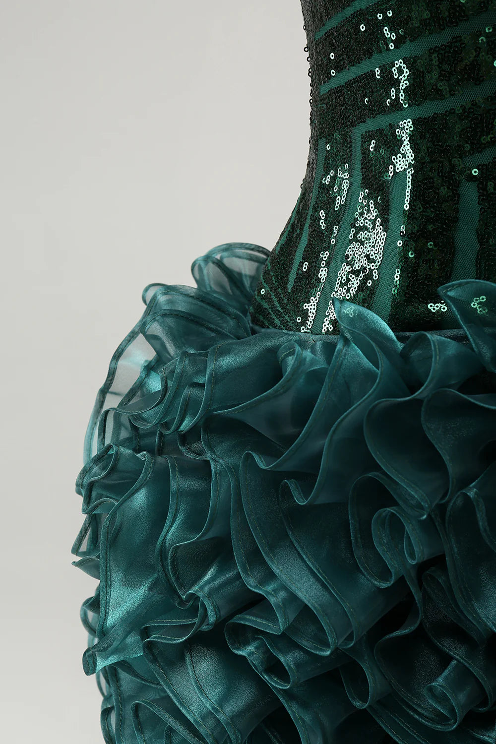 Amzcw Stylish Dark Green Bodycon V Neck Sequin Short Homecoming Dress with Detachable Skirt