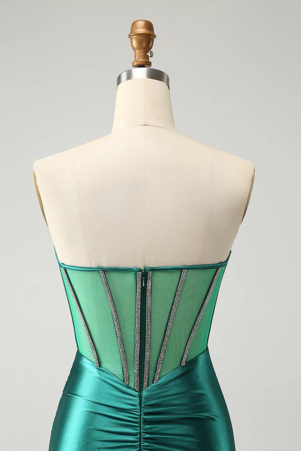 Amzcw Stylish Dark Green Bodycon Sweetheart Pleated Corset Short Homecoming Dress with Beading