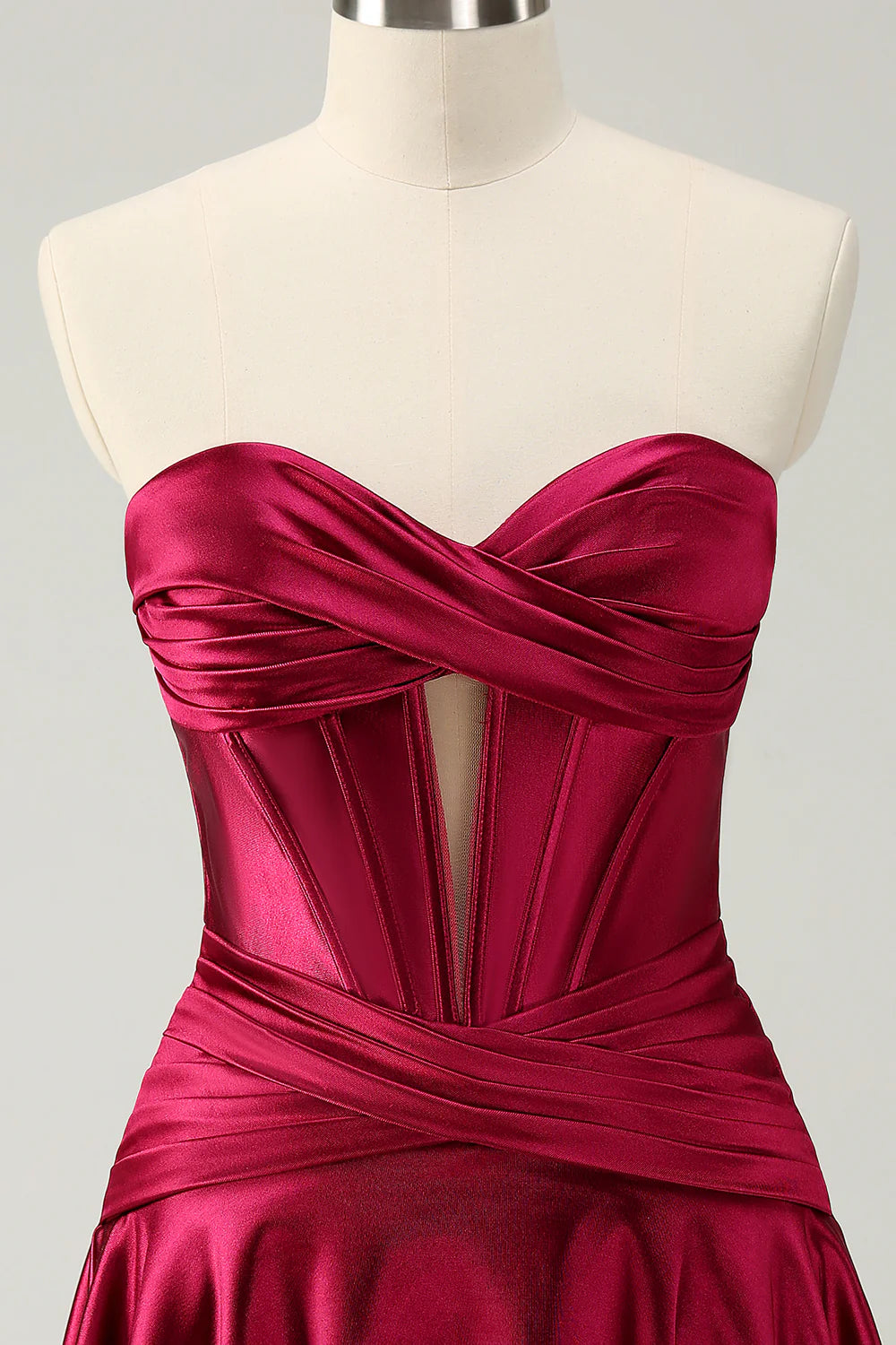 Amzcw Cute Burgundy A Line Sweetheart Criss Cross Corset Homecoming Dress with Ruffles