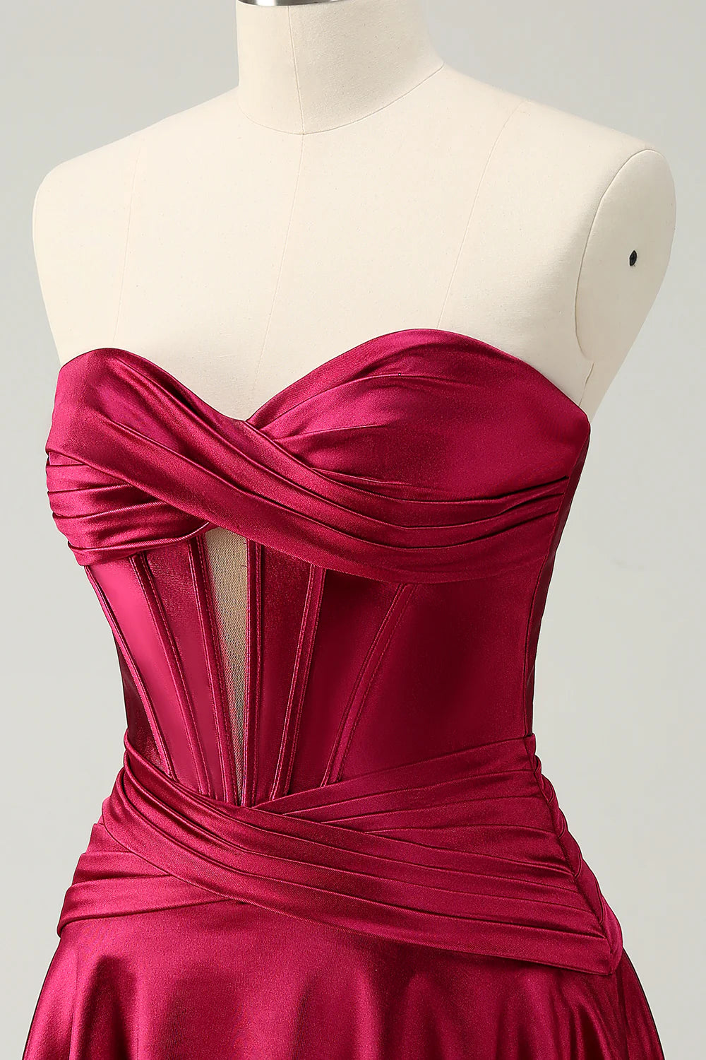 Amzcw Cute Burgundy A Line Sweetheart Criss Cross Corset Homecoming Dress with Ruffles