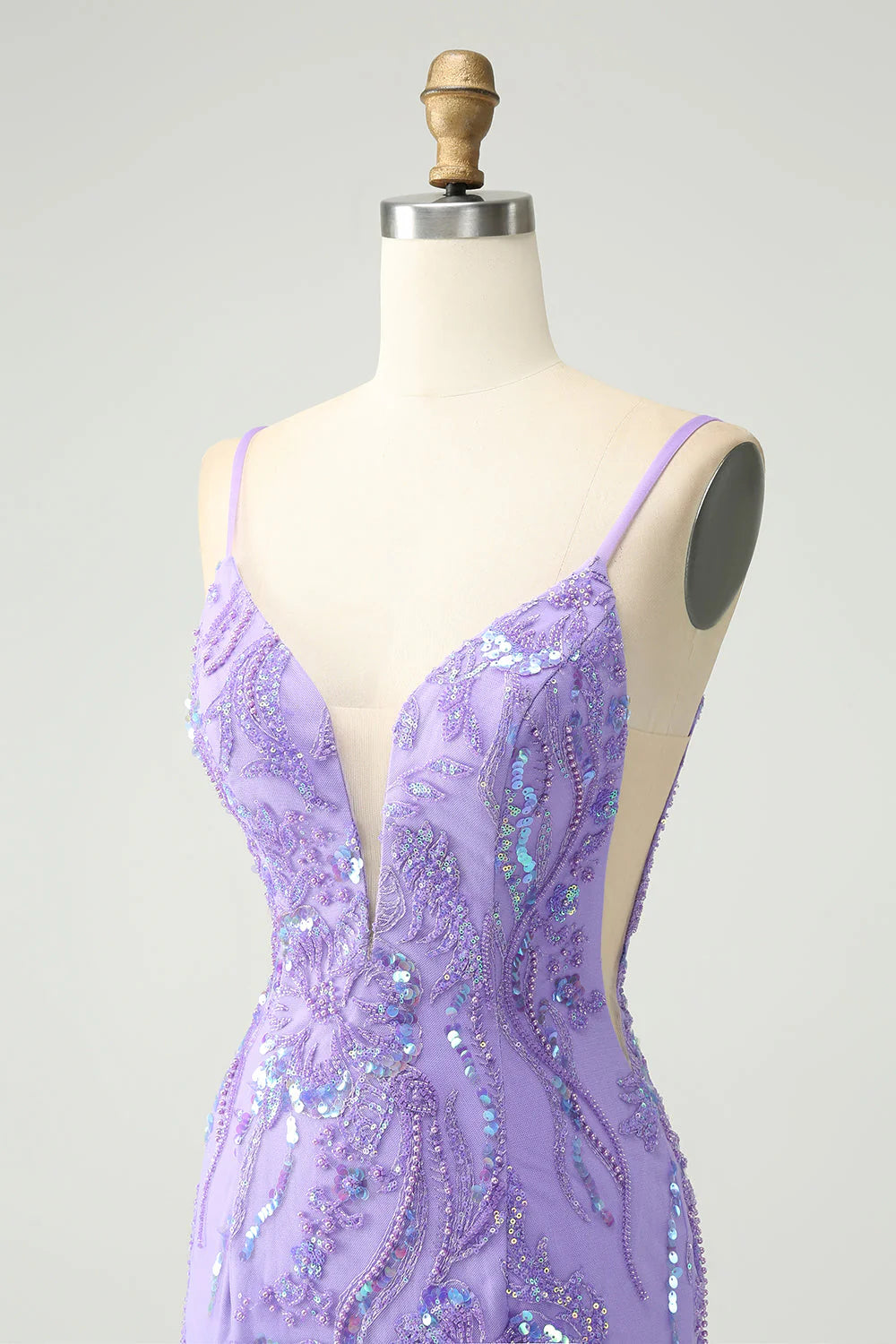 Amzcw Sparkly Purple Tight Spaghetti Straps Short Homecoming Dress with Sequins
