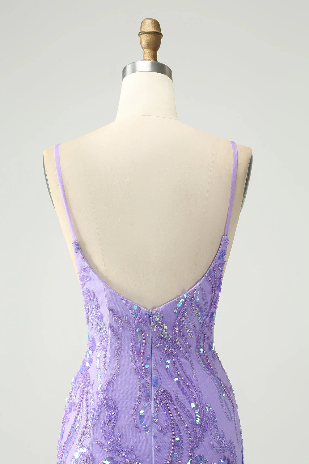 Amzcw Sparkly Purple Tight Spaghetti Straps Short Homecoming Dress with Sequins
