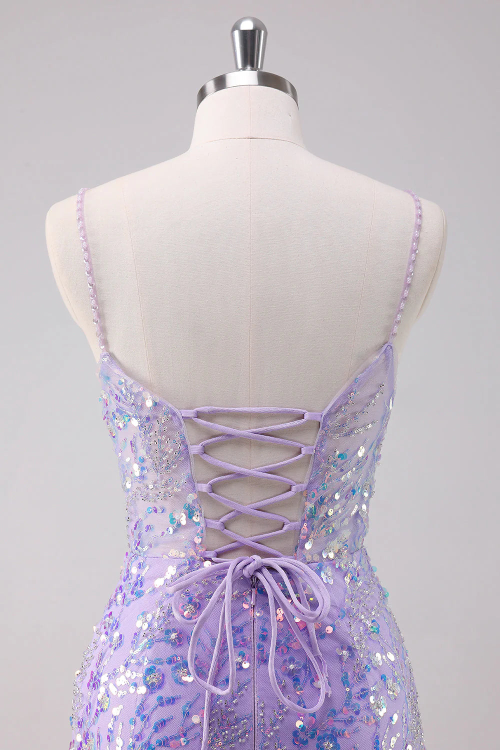 Amzcw Sparkly Purple Bodycon Spaghetti Straps Short Homecoming Dress with Sequins