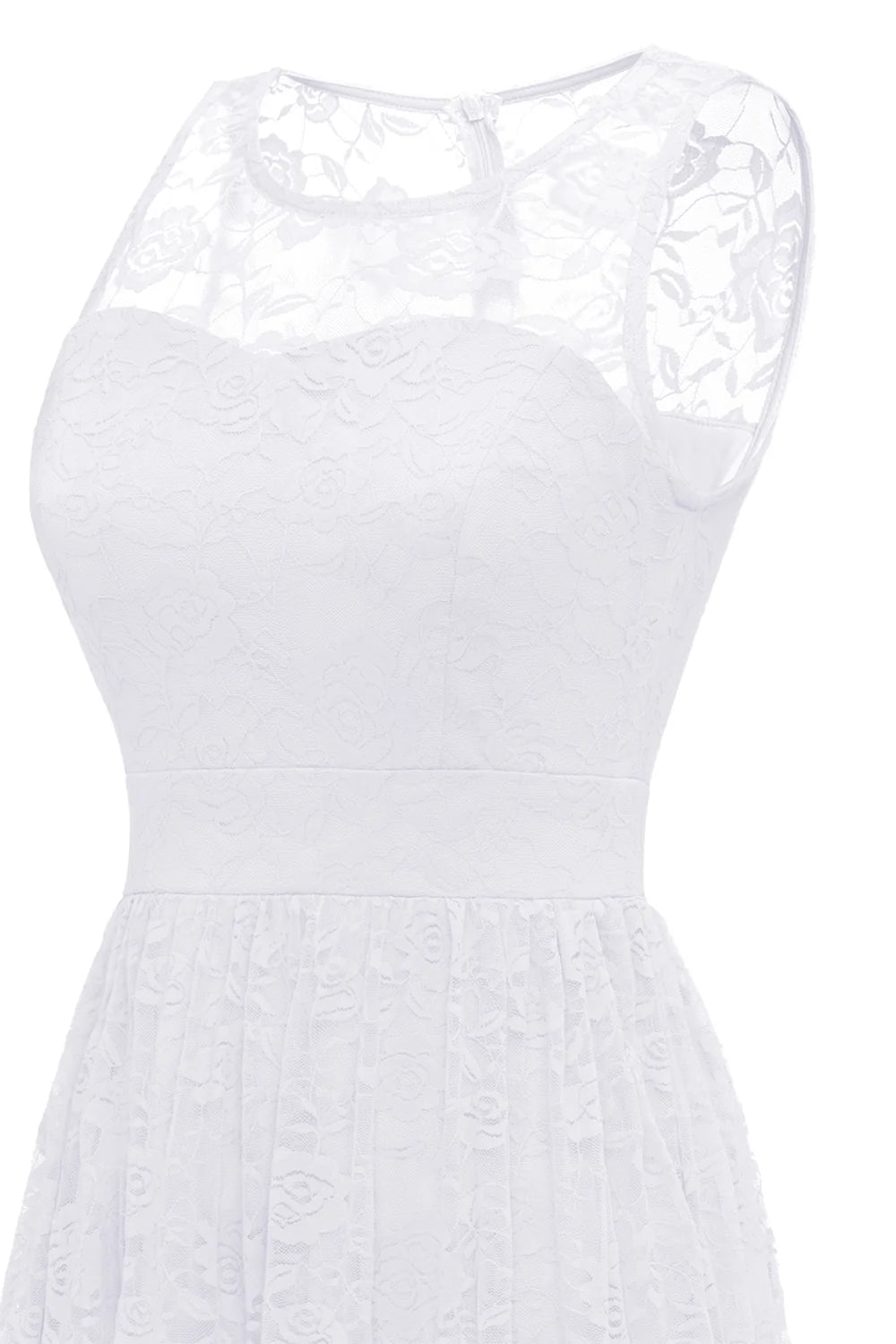 White Long Lace Formal Dress