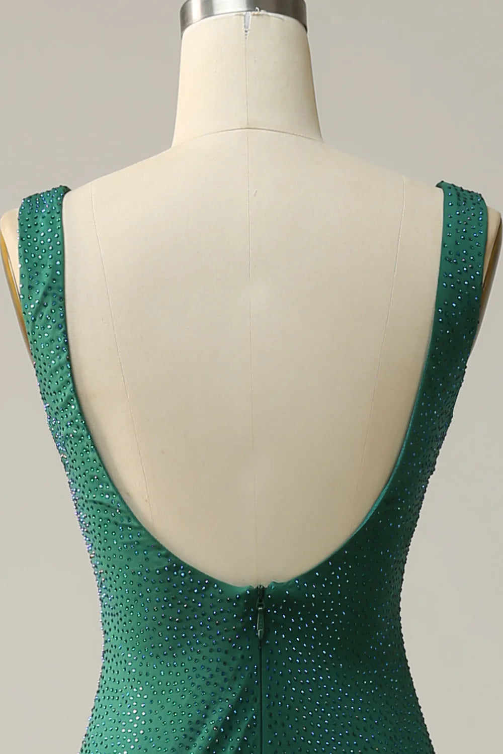 Amzcw Mermaid V Neck Green Long Prom Dress with Beading