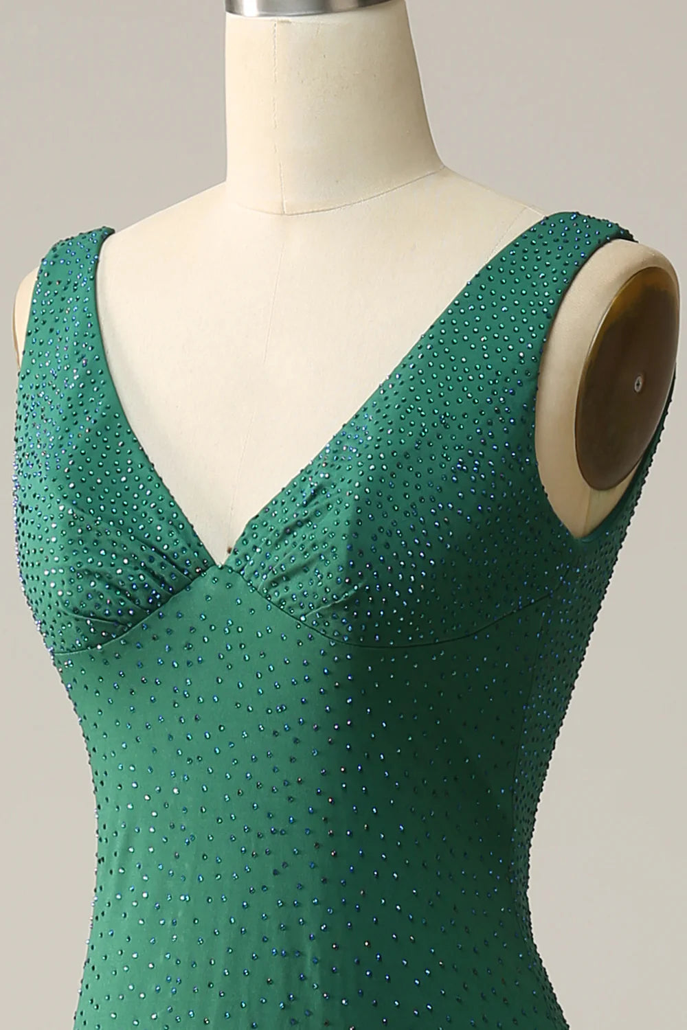 Amzcw Mermaid V Neck Green Long Prom Dress with Beading