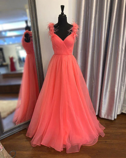 A-Line Ball Gown Sleeveless Off-The-Shoulder Ruched Tulle Prom Dresses Evening Dress