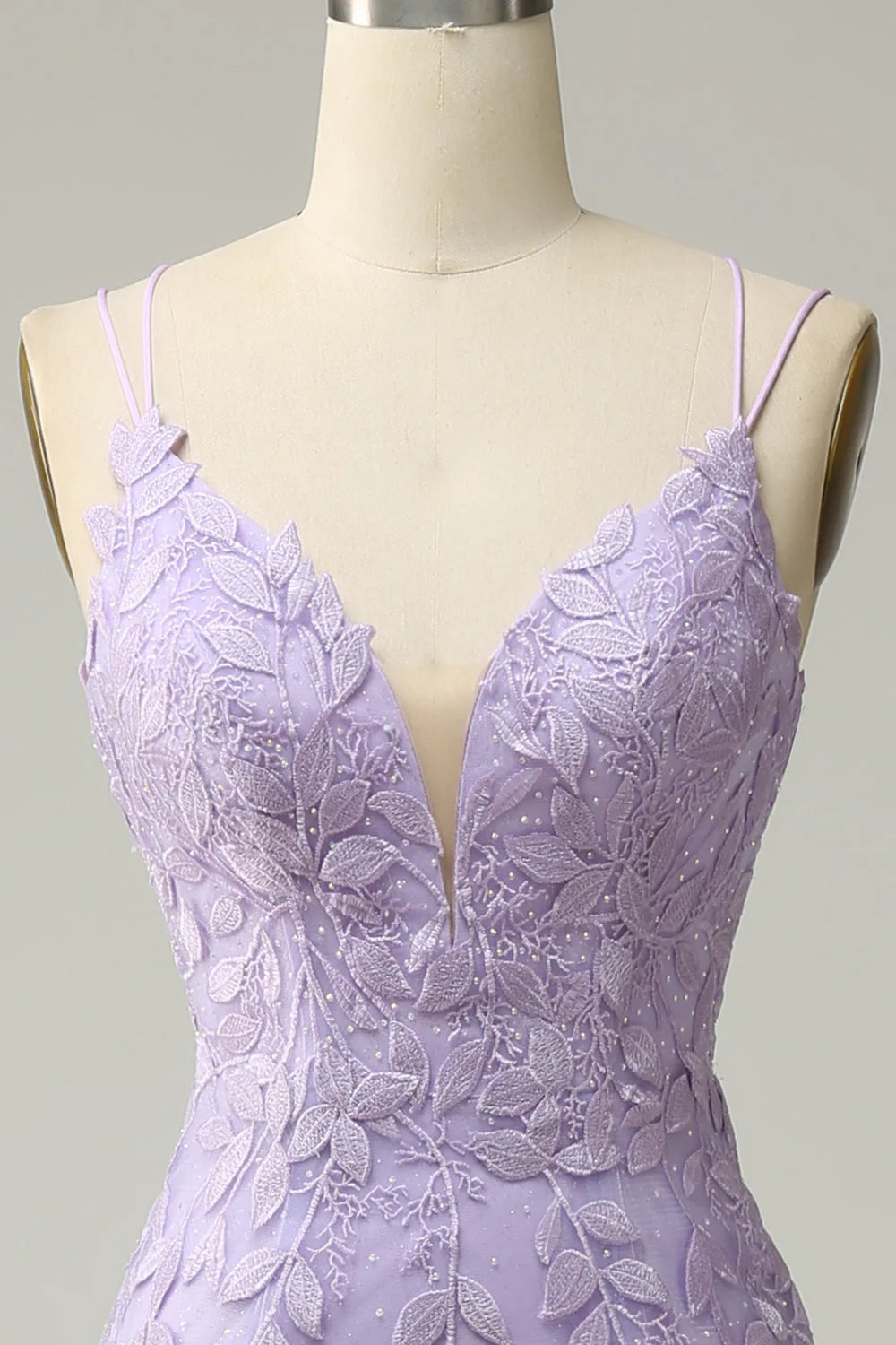 Amzcw Purple Spaghetti Straps Mermaid Long Prom Dress With Appliques prom dresses with long sleeves