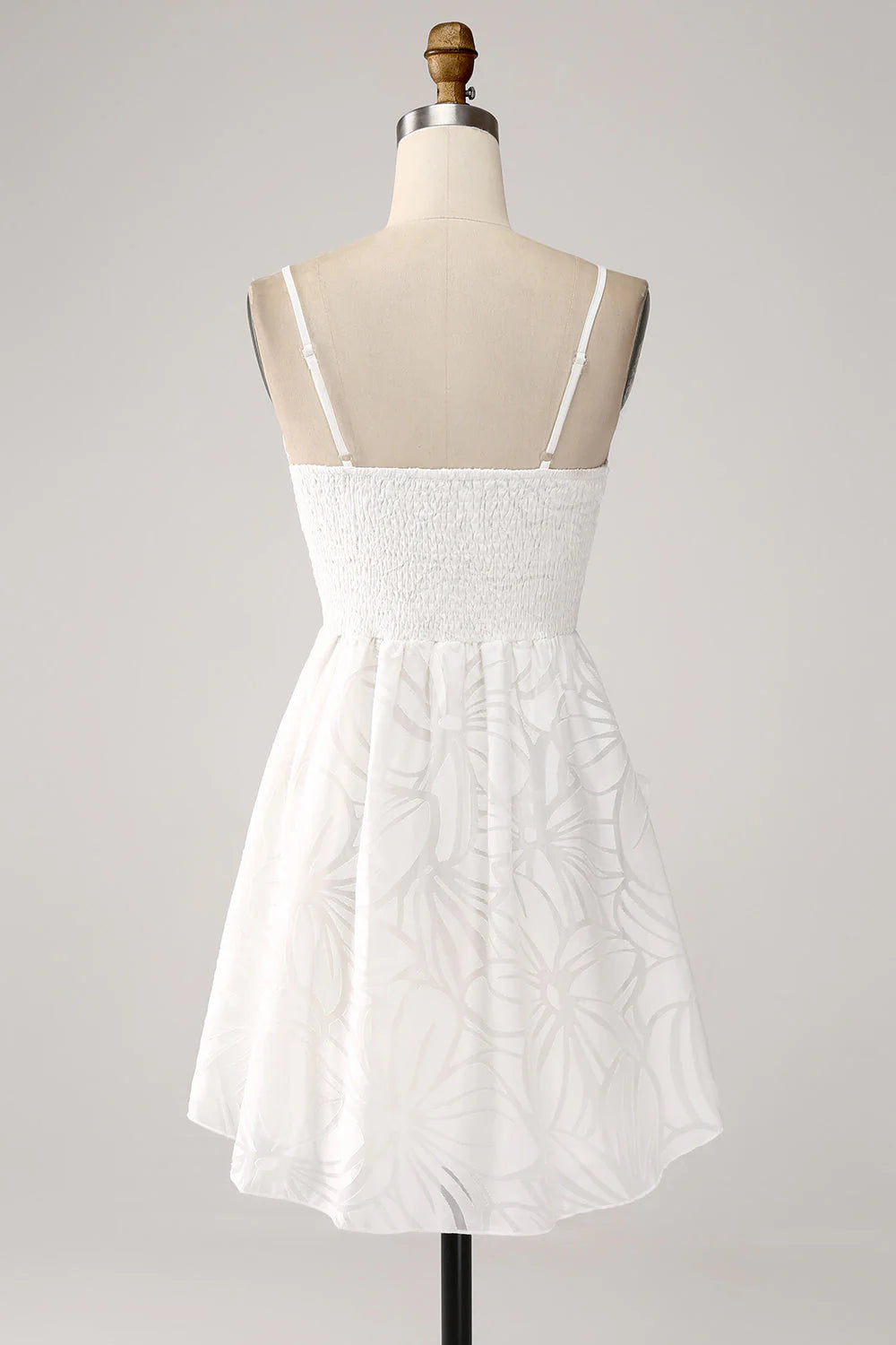 Amzcw Cute A-Line Spaghetti Straps Short White Graduation Dress