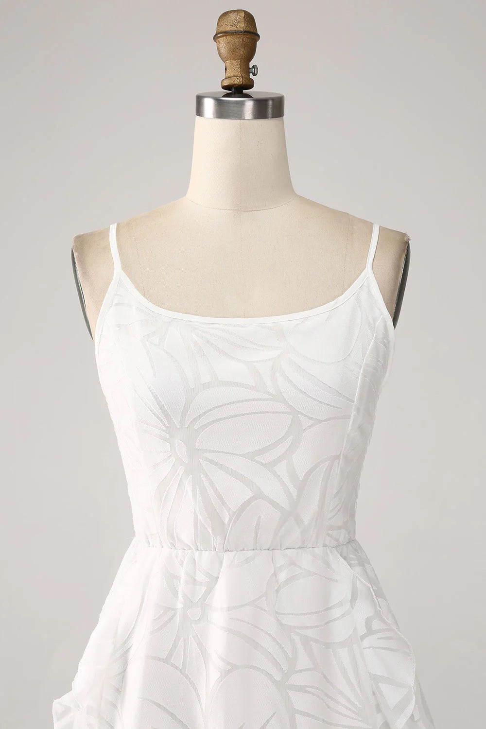 Amzcw Cute A-Line Spaghetti Straps Short White Graduation Dress