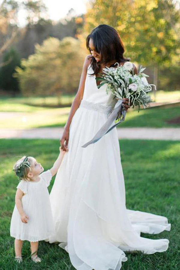 A Line Wedding Dresses With Beads