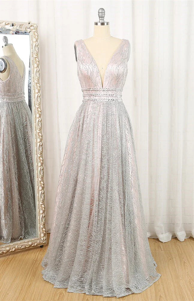 A Line V Neck Lace Straps Prom Dresses Cheap Floor Length Evening Dresses