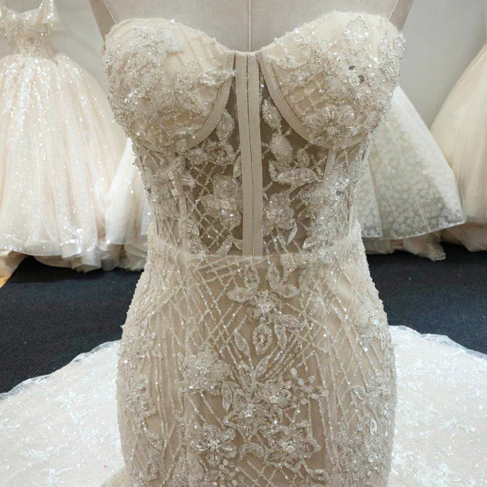 Elegant Bling Beading Sweetheart Mermaid Wedding Dresses