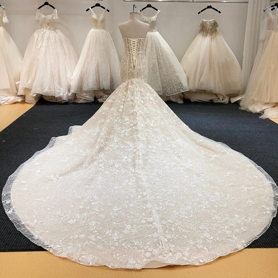 Elegant Bling Beading Sweetheart Mermaid Wedding Dresses