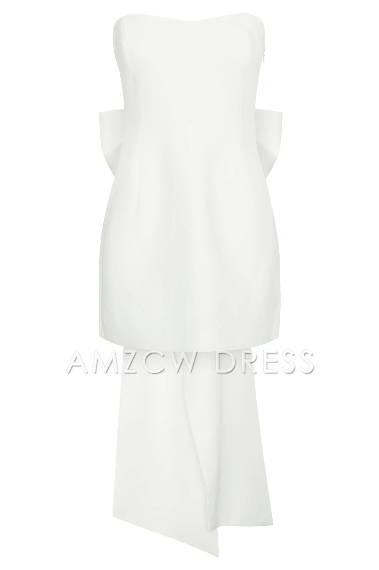 Amzcw Elegant Strapless Bow Mini Dress formal wear dresses - White
