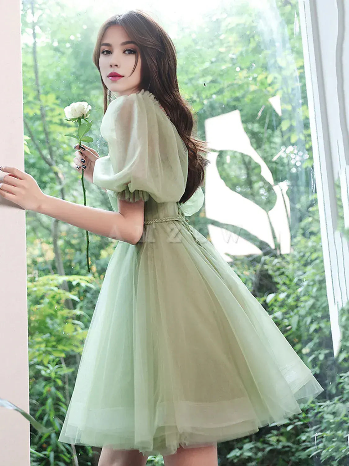 Amzcw Green tulle short prom dress green tulle homecoming dress formal wear dresses