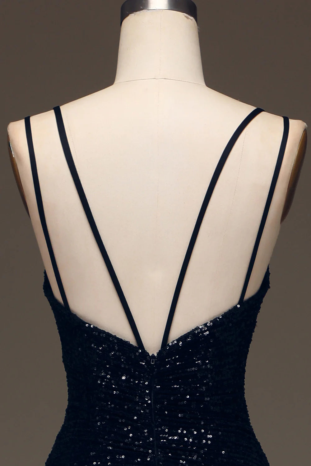 Amzcw Black Sparkly Sequin Mermaid Long Prom Dress With Slit