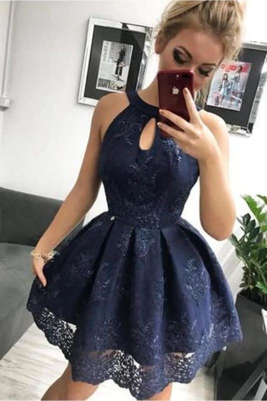 Lace Homecoming Dress Simple Sleeveless Short Cocktail Dresses