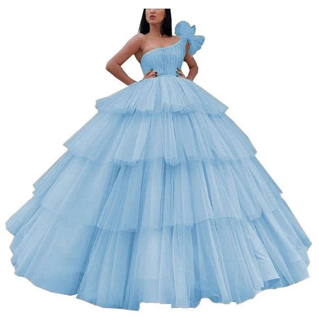 Ball Gown One-Shoulder Floor-Length Long Prom Dresses