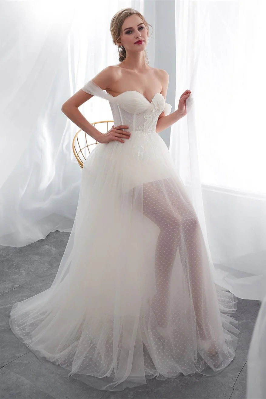 Off The Shoulder Tulle Wedding Dresses Bride Dresses Appliques