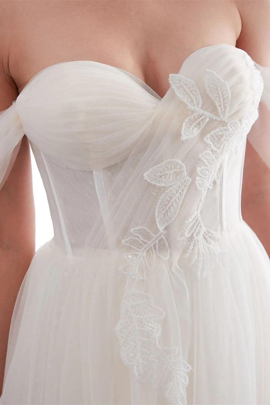 Off The Shoulder Tulle Wedding Dresses Bride Dresses Appliques
