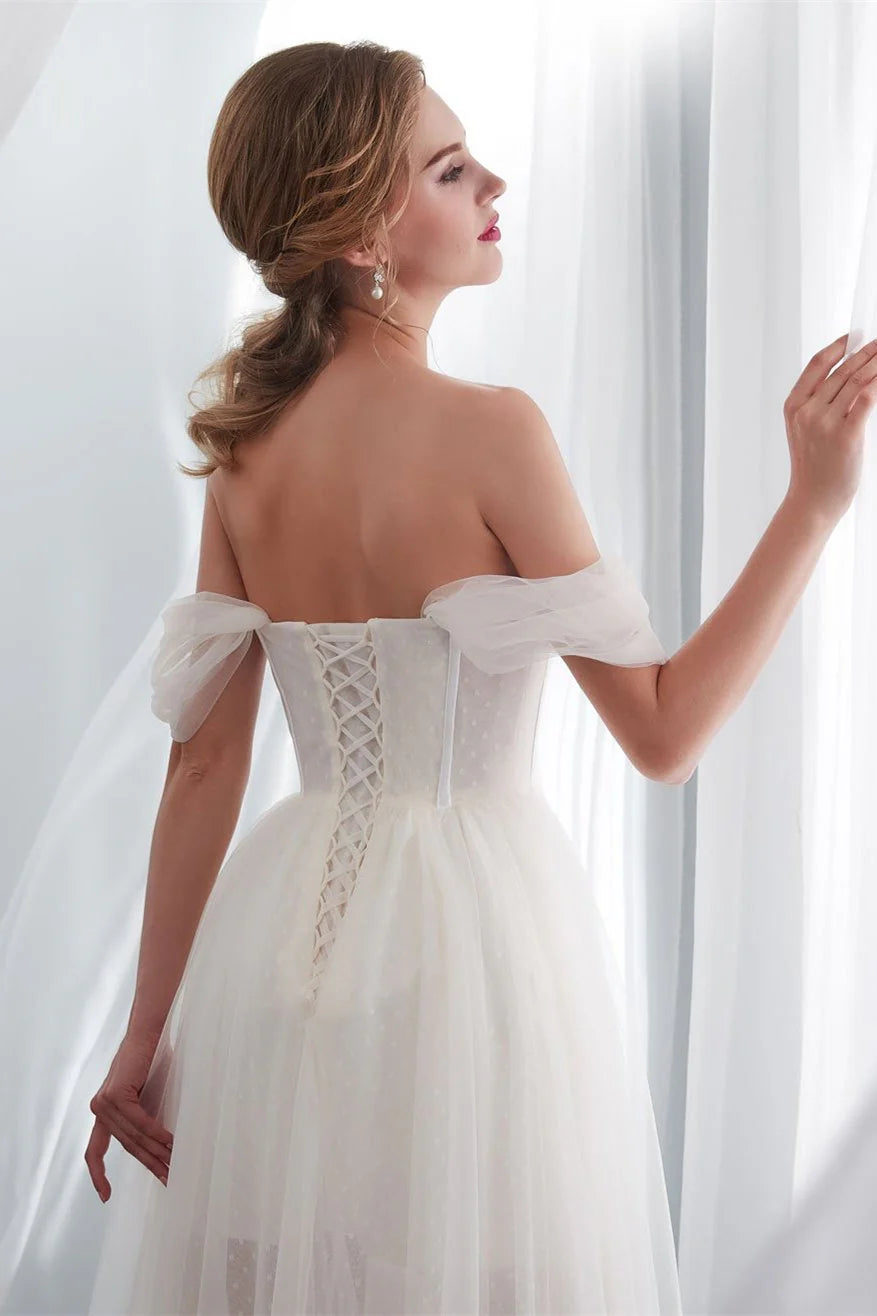 Off The Shoulder Tulle Wedding Dresses Bride Dresses Appliques