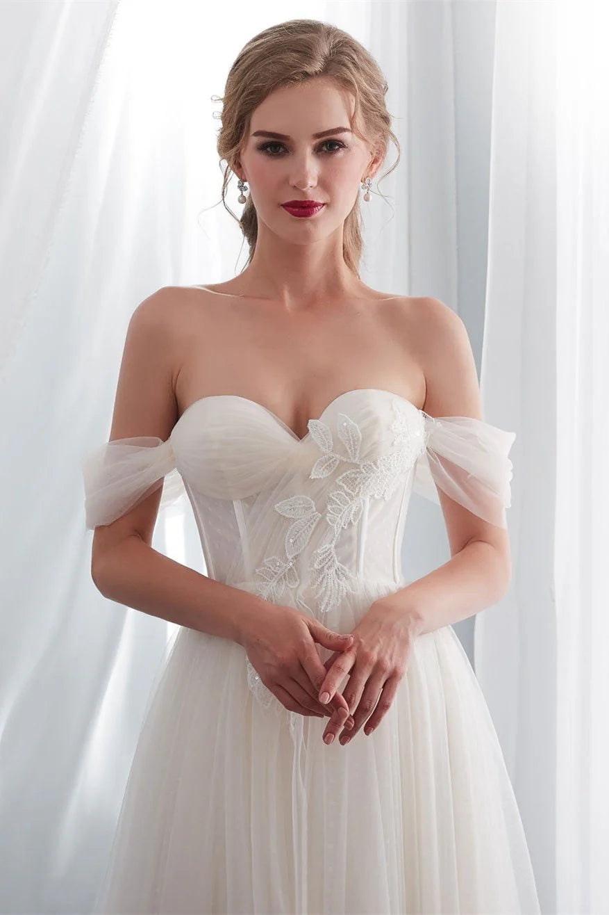 Off The Shoulder Tulle Wedding Dresses Bride Dresses Appliques