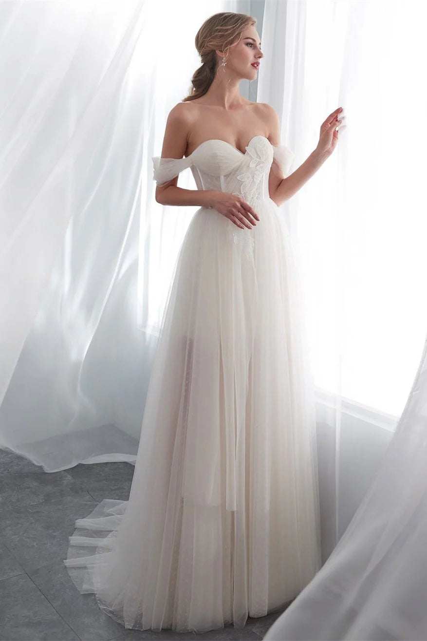 Off The Shoulder Tulle Wedding Dresses Bride Dresses Appliques