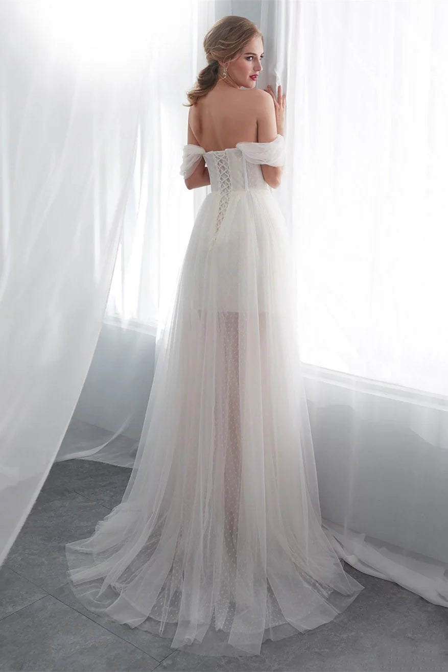 Off The Shoulder Tulle Wedding Dresses Bride Dresses Appliques