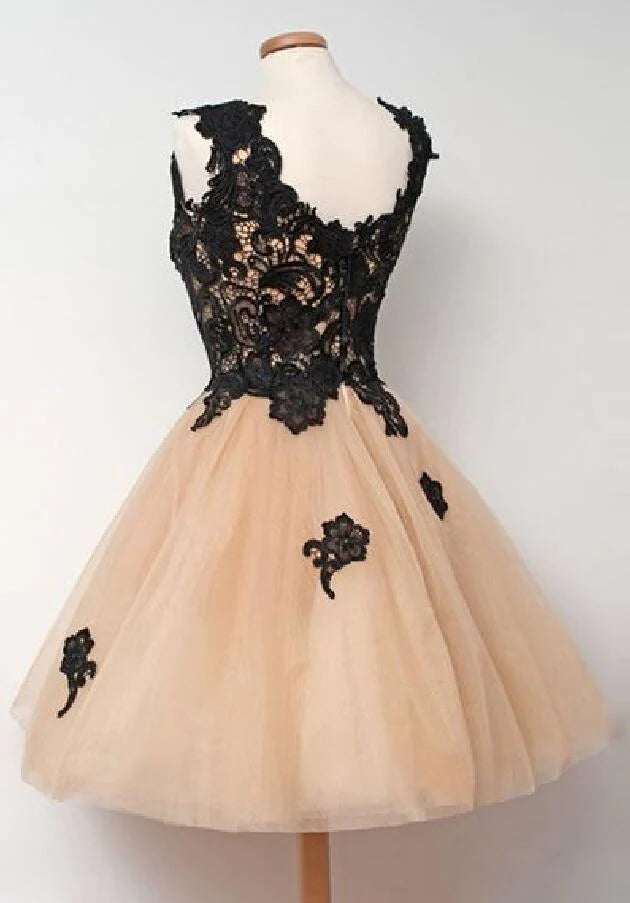 Off-the-Shoulder Black Lace Cocktail dresses Lace Homecoming Dresses