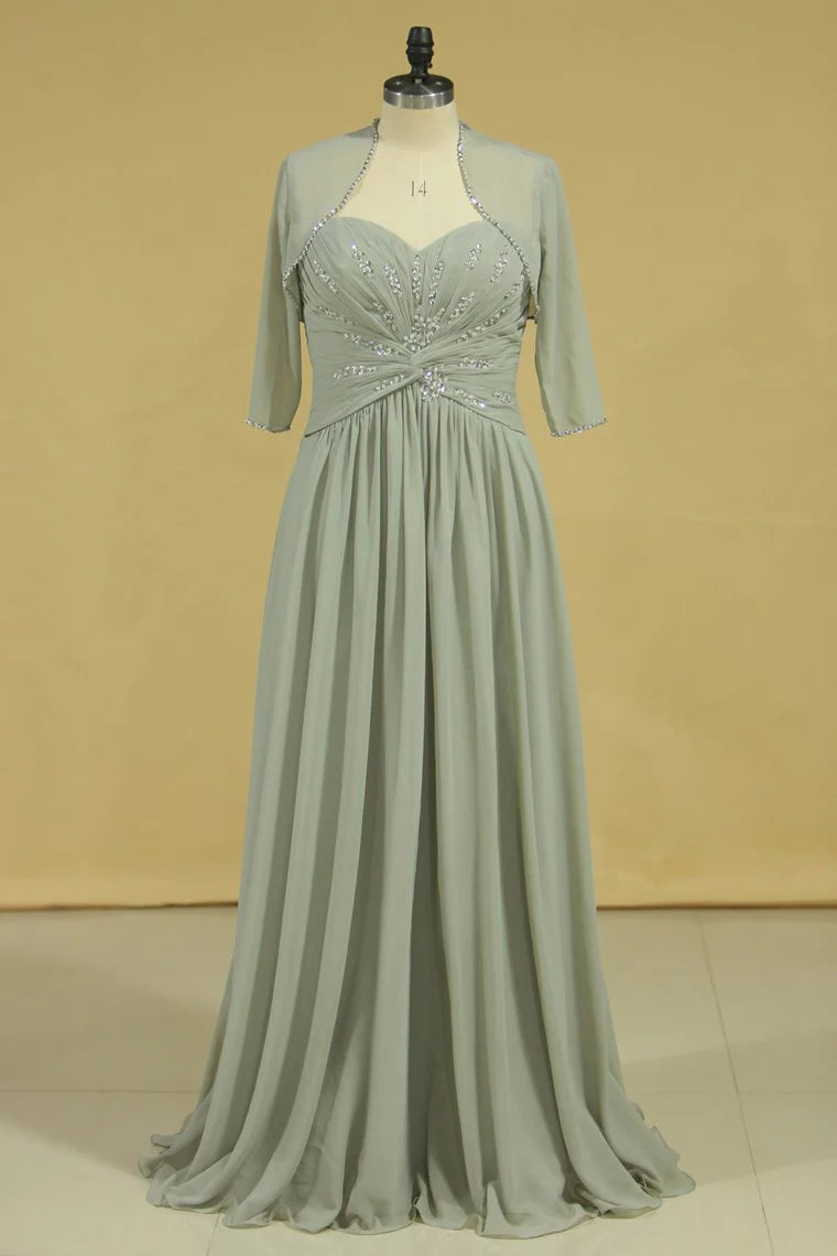 A Line Mother Of The Bride Dresses With Ruffles Chiffon Floor Length