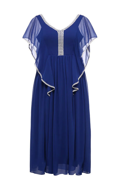 Polyester Plus Size V Neck A Line Ankle Length Mother Of The Bride Dresses