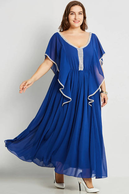 Polyester Plus Size V Neck A Line Ankle Length Mother Of The Bride Dresses
