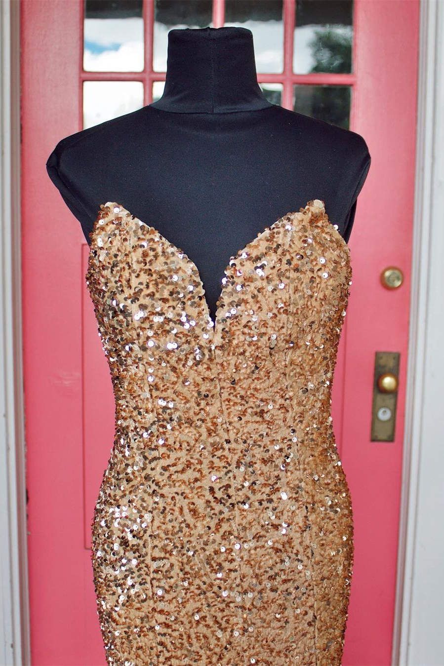 Prom Dresses Mermaid Sequins Strapless Sweep Train