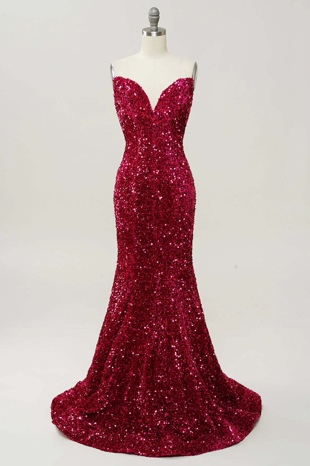 Prom Dresses Mermaid Sequins Strapless Sweep Train