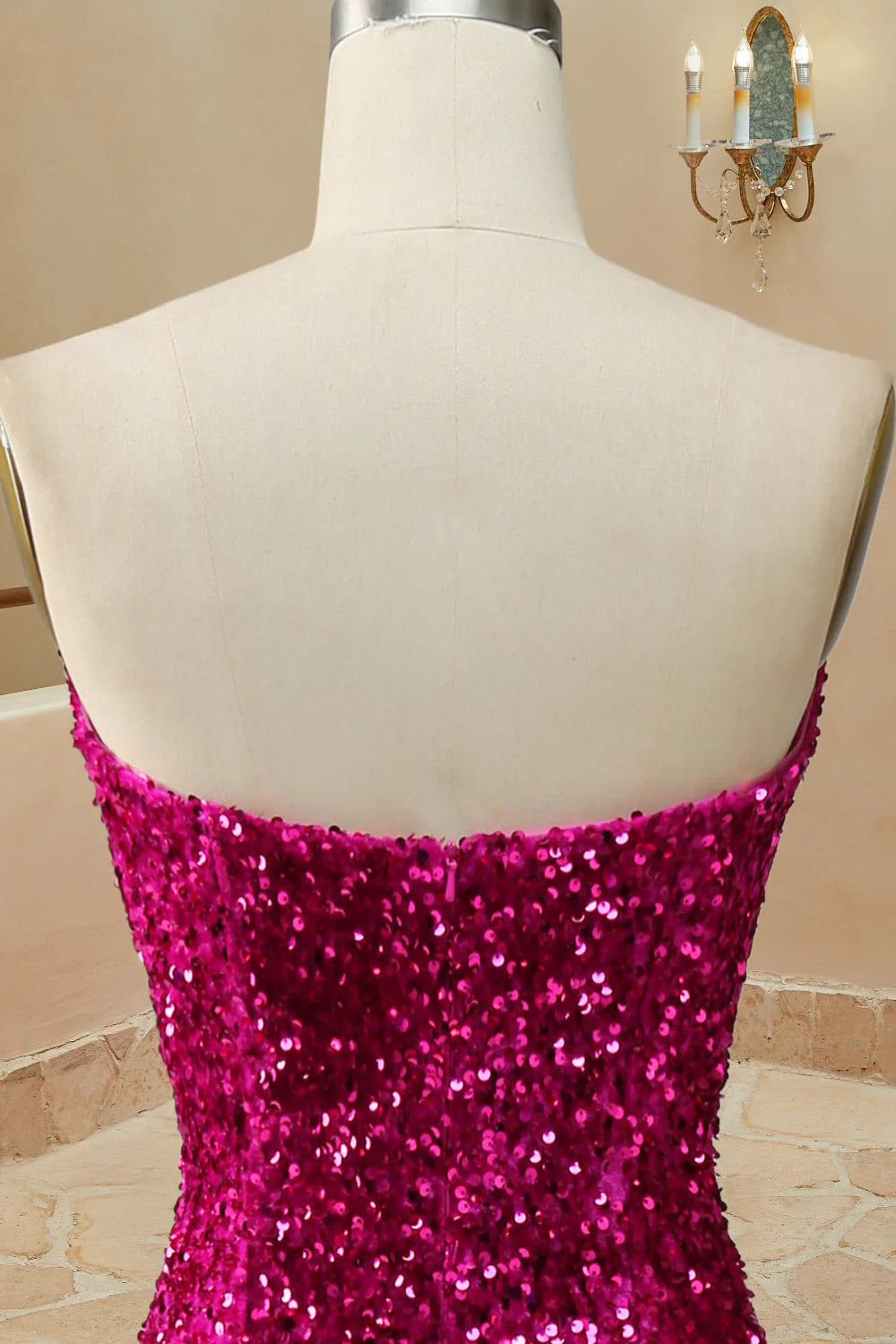 Prom Dresses Mermaid Sequins Strapless Sweep Train