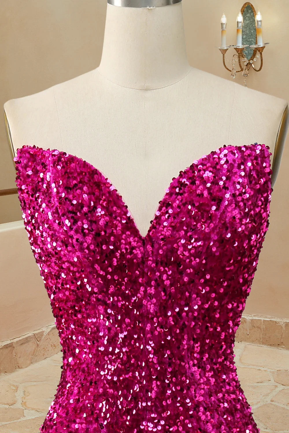 Prom Dresses Mermaid Sequins Strapless Sweep Train