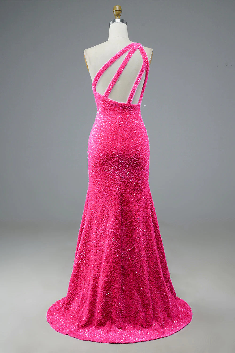 Sequin Prom Dresses Sheath/Mermaid One Shoulder Floor Length With Slit